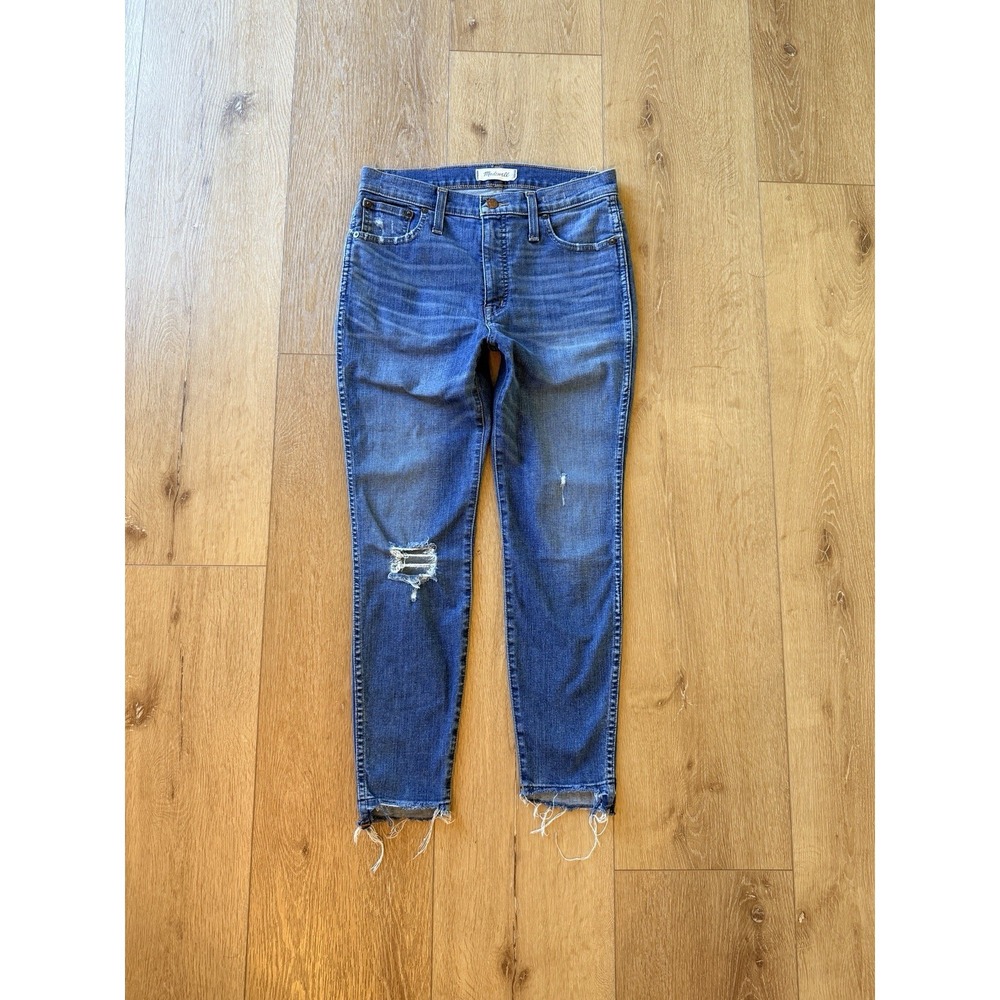 Madewell Women's Jeans Size‎ 28 Petite High-Rise Skinny Distressed Raw Hem EUC